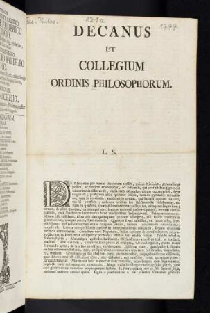 1-4, Decanus et Collegium Ordinis Philosophorum L.S.