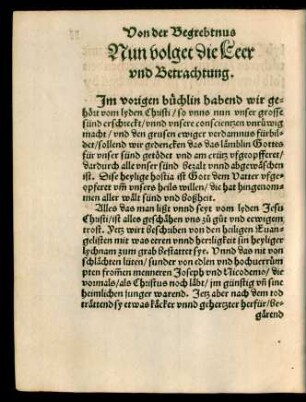 Nun volget die Leer und Betrachtung.
