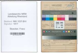 Entnazifizierung Franz Stoecker , geb. 00.00.0000 (Rektor)