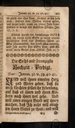 465-485, Die Sechs und Zwanzigste Hochzeit-Predigt