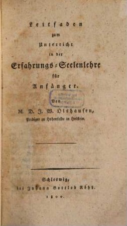 Leitfaden zum Unterricht in der Erfahrungs-Seelenlehre für Anfänger