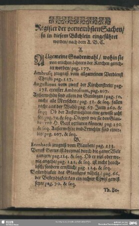 Register der vornembsten Sachen, so in diesem Büchlein eingeführt werden