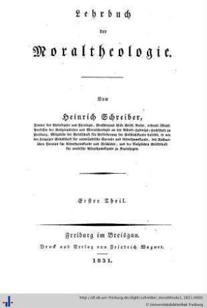 1: Lehrbuch der Moraltheologie