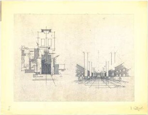 Döllgast, Hans; München; Basilika St. Bonifaz, Umplanung - Lageplan; Krypta (Perspektive)