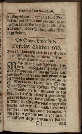 Die Sechszehende Rede. Dopples Wittben-Leid
