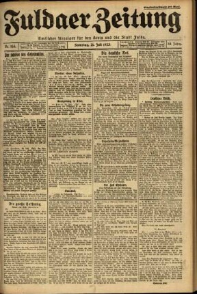 Ausgabe vom Samstag, den 21. Juli 1923.