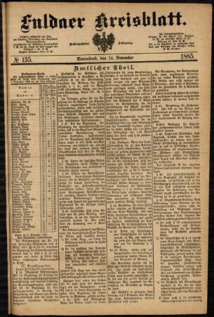 Ausgabe vom Samstag, den 14. November 1885.