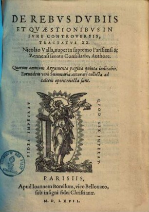 De rebus dubiis et quaestionibus in iure Controversis : tractatus XX