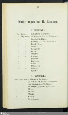 Abtheilungen der II. Kammer