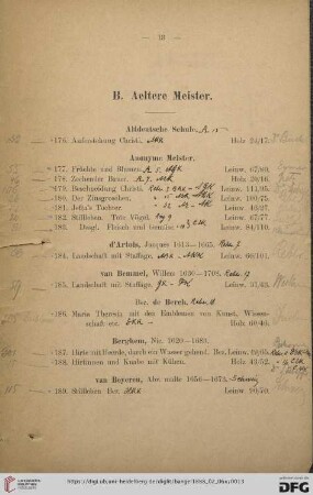 B. Aeltere Meister (Nr. 176- 258)