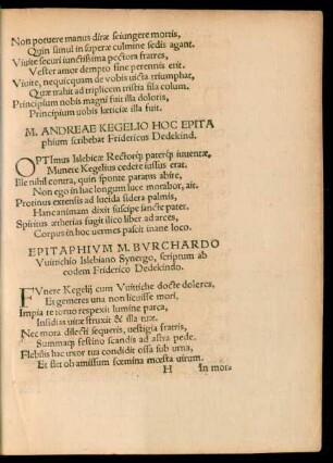 Epitaphium M. Burchardo Wittichio ...