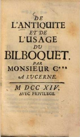 De l'Antiquité et de l'usage du bilboquet