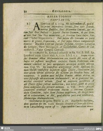 Assertiones Tabulae III. [Tabulae III. Familiae Augustae Lucemburgensis]