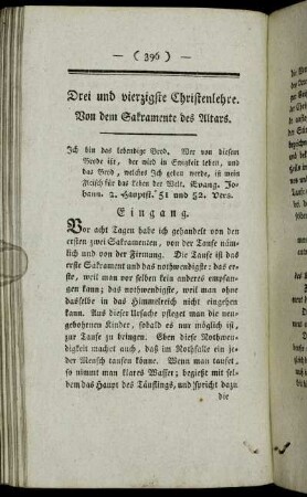 Drei und vierzigste Christenlehre. Von dem Sakramente des Altars.