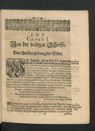 Caput I. Von der heiligen Schrifft.
