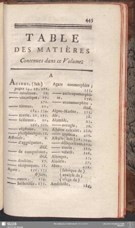 Table Des Matières Contenues dans ce Volume
