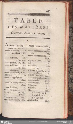 Table Des Matières Contenues dans ce Volume