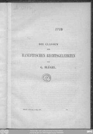 Die Classen der hanefitischen Rechtsgelehrten
