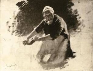 Straßburger Waschfrau : Straßburger Waschfrau. Ölgemälde (vor 1930; L. von Seebach)