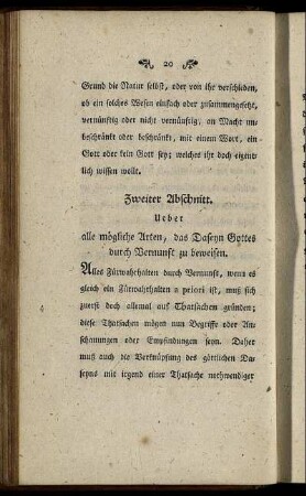 Zweiter Abschnitt. Ueber alle mögliche Arten, das Daseyn Gottes durch Vernunft zu beweisen.