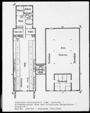 Stadtland-Osterseefeld: Grundriss des Altsächsischen Hauses und der friesischen Scheune