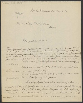 Brief an B. Schott's Söhne : 30.12.1918