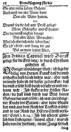 Im dritten Capittel wird Danck gesagt für die Erlösung/ so durch Christum geschehen ist.