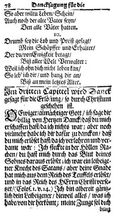 Im dritten Capittel wird Danck gesagt für die Erlösung/ so durch Christum geschehen ist.