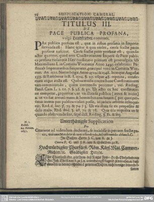 Titulus III. De Pace Publica Profana, vulgo Landfrieden nominata