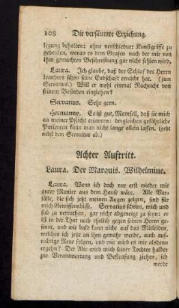 Achter Auftritt. Laura. Der Marquis. Wilhelmine.