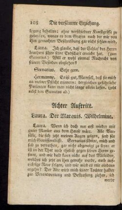 Achter Auftritt. Laura. Der Marquis. Wilhelmine.