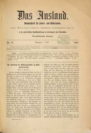 Das Ausland : Wochenschrift für Erd- und Völkerkunde. 59, 2. 1886
