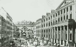 Pirnaisches Tor und Landhaus : Dresden, Landhausstraße, Straßenansicht gegen Pirnaisches Tor mit dem Landhaus, rechts