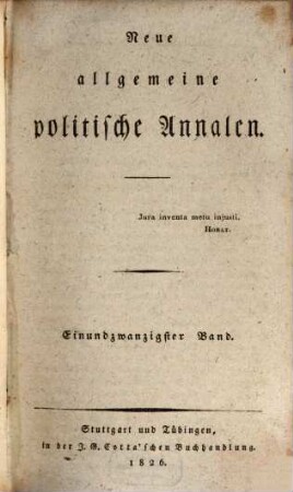 Neue allgemeine politische Annalen. 1826, [4] = Bd. 21
