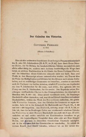 Der Calculus des Victorius : (Zeitschr. f. Mathematik u. Physik XVI, 1. S. 42 - 79)