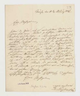 Brief von Georg Kaspar Nagler an Joseph Heller