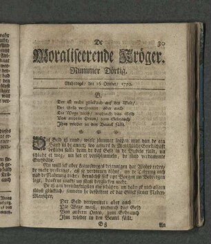Nummer Dörtig. Mahndags den 26. October 1750