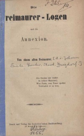 Die Freimaurer-Logen und die Annexion