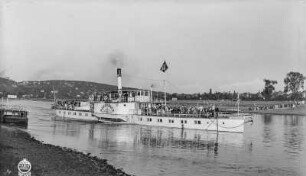 Personen-Seitenraddampfer "Bodenbach" (1896, Werft Blasewitz) in Fahrt stromab bei Dresden-Johannstadt