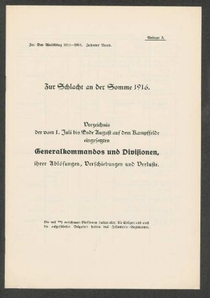 Anlage 3. Zur Schlacht an der Somme 1916.