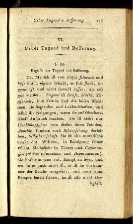 VI. Ueber Tugend und Besserung.