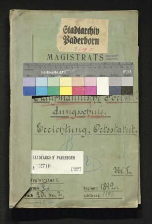 Kaufmännische Fortbildungsschule: Errichtung, Ortsstatut