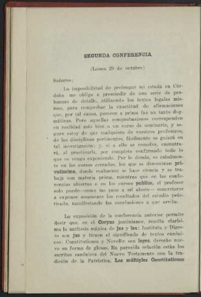 Segunda conferencia (Lunes 29 de octubre)