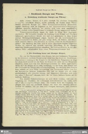 I. Strahlende Energie und Wärme