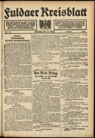 Ausgabe vom Dienstag, den 25. April 1916.