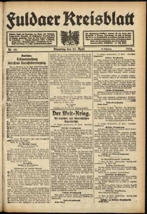 Ausgabe vom Dienstag, den 25. April 1916.