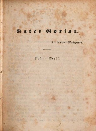 H. de Balzac's sämmtliche Werke, 41. Scenen aus dem Pariser Leben ; 41,1 : Vater Goriot