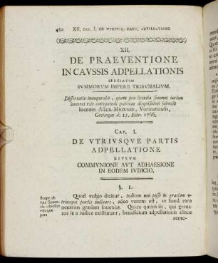 XII. De Praeventione In Caussis Adpellationis Speciatim Summorum Imperii Tribunalium