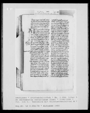 Liber 2 de sacramentis christianae fidei, fol. 116 v: Textseite mit Silhouetteninitiale M