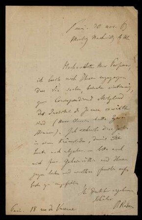 Brief von Rudolf Radau an Franz Ernst Neumann, Paris, 30.11.1863